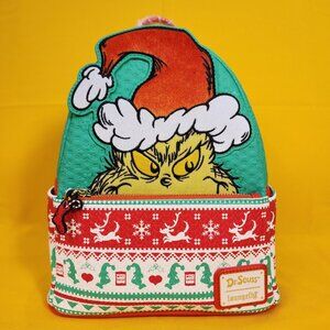 Loungefly Dr. Seuss How the Grinch Stole Christmas Holiday Sweater Mini Backpack